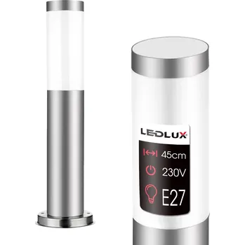 Stojací lampa Osvětlovací sloupek kulatý LEDLUX E27 45 cm stříbrný