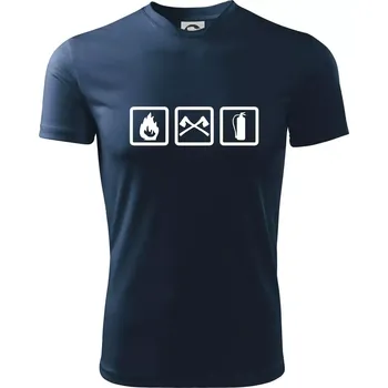 Chlapecké tričko Hasiči 3 loga - Dětské triko sportovní (dresovina) - 122 cm/6 let ( Námořní modrá (velmi tmavá - téměř černá) )