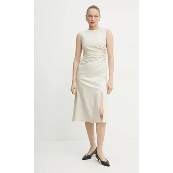 Dámské šaty Šaty BOSS béžová barva, midi, 50537879 80X, vel. 40
