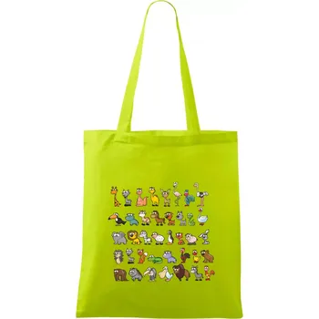 Triko plné zvířátek - Taška bavlněná - 42 x 38 cm ( Limetková )