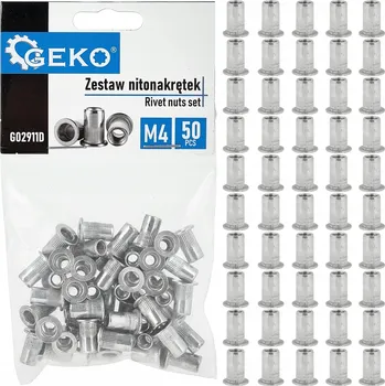 Vrták Nýtovací matice SADA HLINÍKOVÝCH NÝTOVACÍCH MATIC 50 Ks. M4 0,5x2,0 mm GEKO