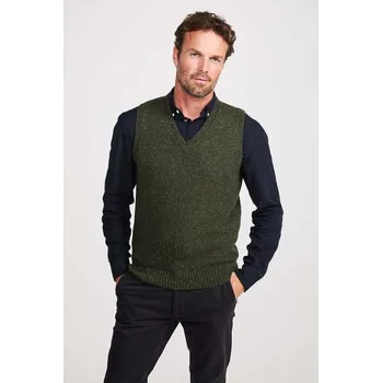 Pánská vesta Aran Woollen Mills Pánská pletená vesta s V výstřihem a neppovým vzorem