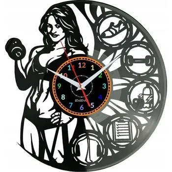 Hodiny Nástěnné hodiny do posilovny z vinylové desky – moderní dekorace