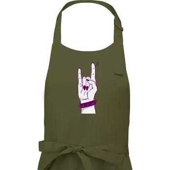 Kuchyňská zástěra Rocková ruka dámská - Pánská zástěra na vaření - Univerzální velikost ( Khaki )