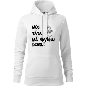 Dámská mikina Můj táta má skvělou dceru - Mikina dámská Cape s kapucí - M ( Bílá )
