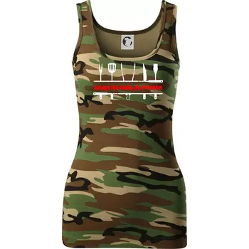 Dámské tričko Griluju tak dobře, jak vypadám - Dámské Maskáčové tílko - XL ( Hnědý maskáč )