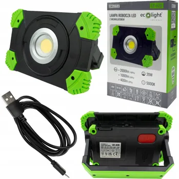 Pracovní halogenová LED lampa 20W s akumulátorem IP54 LR-A20 Eco Light