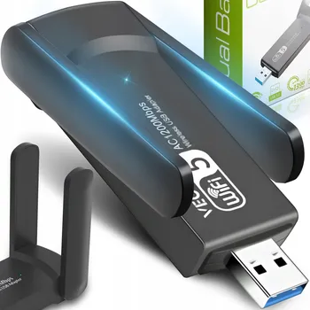 Síťová karta WIFI ADAPTÉR SÍŤOVÁ KARTA USB 3.0 1300 Mbps 5 GHz SIMULACE AP 2 REŽIMY