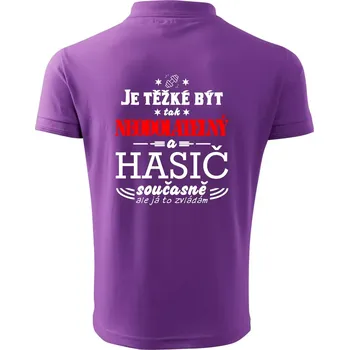 Pánská košile Je těžké být tak neodolatelný - hasič - Polokošile pánská Pique Polo 203 - 3XL ( Fialová )