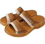 2047 - 01/02/03 Dámské kožené zdravotní nazouváky v hnědé kombinaci; 39