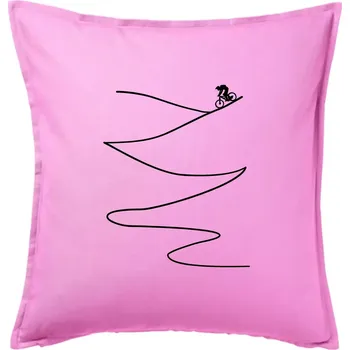 Polštář Cyklo sjezd z kopce - Polštář 50x50 - 50x50 - Pouze potah ( Růžová )