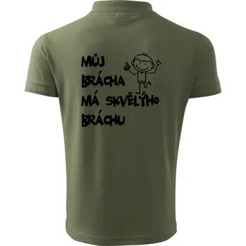 Pánská košile Můj brácha má skvělýho bráchu - Polokošile pánská Pique Polo 203 - 5XL ( Khaki )