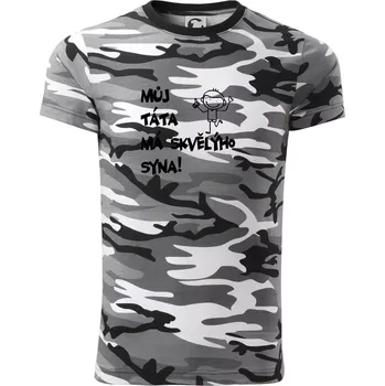 Pánské tričko Můj táta má skvělýho syna - Army CAMOUFLAGE - XS ( Šedý maskáč )