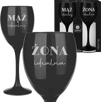 Sklenice 2 Skleničky na víno ČERNÉ GRAVÍROVÁNÍ 300ml DÁREK VÝROČÍ SVATBA VALENTÝN