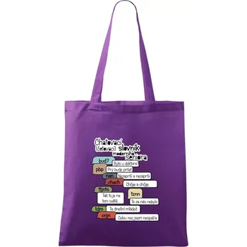 Chatovací slovník moderního seniora (Běžící češtinář) - Taška bavlněná - 42 x 38 cm ( Fialová )