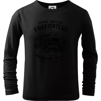Chlapecké tričko Fire Fighters Truck - Triko dětské Long Sleeve - 122 cm/6 let ( Černá )