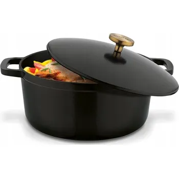 Pánev Litinová smaltovaná husí pekáč 5 l kulatý černý Starke Pro