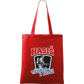 Nákupní taška Hasič tělem i duší - Taška bavlněná - 42 x 38 cm ( Červená )