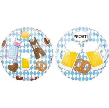 Balónek FOLIOVÝ BALÓNEK OKTOBERFEST 43 CM KULATÝ PIVO BÍLO MODRÝ BAVORSKÝ