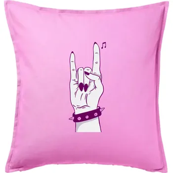 Polštář Rocková ruka dámská - Polštář 50x50 - 50x50 - Pouze potah ( Růžová )