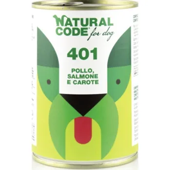 Krmivo pro psa Vlhké krmivo pro psy Natural Code for Dog 401 KUŘE, LOSOS A MRKEV - 400g