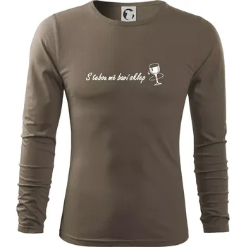 Pánské oblečení S tebou mě baví sklep - Triko s dlouhým rukávem FIT-T long sleeve - M ( Army )