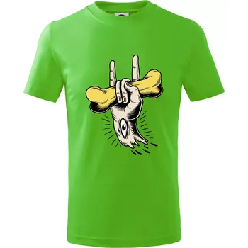 Rocková ruka kost a oko - Tričko dětské bavlněné - 98 cm / 2 roky ( Apple Green )