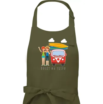 Kuchyňská zástěra Holky na tripu - Dámská zástěra na vaření - Univerzální velikost ( Khaki )