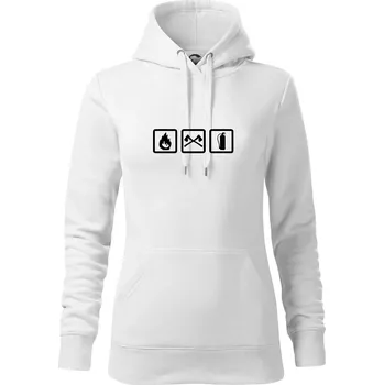 Dámská mikina Hasiči 3 loga - Mikina dámská Cape s kapucí - XS ( Bílá )