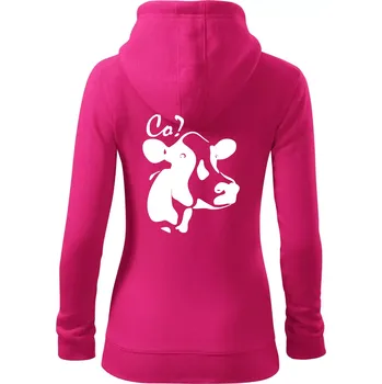 Dámská mikina Zmatená kráva - Dámská mikina trendy zipper s kapucí - 2XL ( Purpurová )