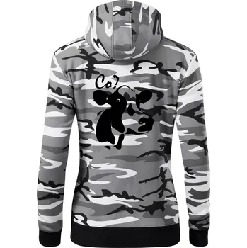 Dámská mikina Zmatená kráva - Dámská mikina trendy zipper s kapucí - XS ( Šedý maskáč )