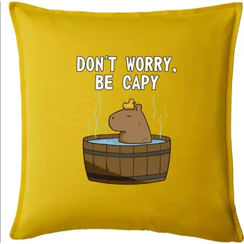 Polštář Don't worry be capy - Polštář 50x50 - 50x50 - Pouze potah ( Žlutá )