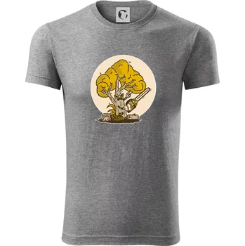 Pánské tričko Strom dřevorubec - Viper FIT - Pánské zůžené tričko - M ( Tmavě šedý melír )