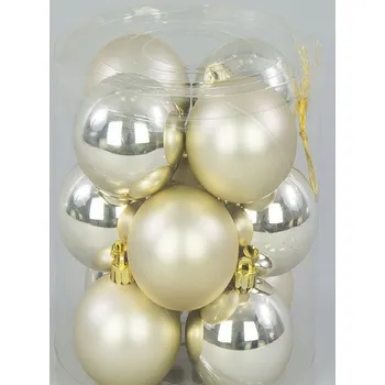 Vánoční dekorace Plastové Vánoční Baňky , vánoční ozdoba, Vánoce, 8 cm / 12 Ks , 7 barev
