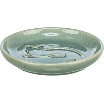 Miska pro psa Keramická miska TRIXIE vytlačená kočka zelená (150ml) 14,5cm