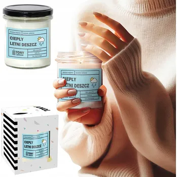 Svíčka PŘÍRODNÍ VONNÁ SVÍČKA SÓJOVÁ TEPLÝ LETNÍ DÉŠŤ DÁREK PRO ŽENU