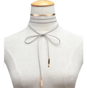 Náhrdelník Flamenco Mystique Duhový šedý náhrdelník obojek N493SZ