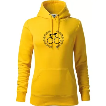 Dámská mikina Logo cyklisty a řetěz - Mikina dámská Cape s kapucí - S ( Žlutá )
