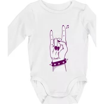 Kojenecký body Rocková ruka dámská - Body kojenecké s dlouhým rukávem - Dlouhý r. do 3 měs ( Bílá )