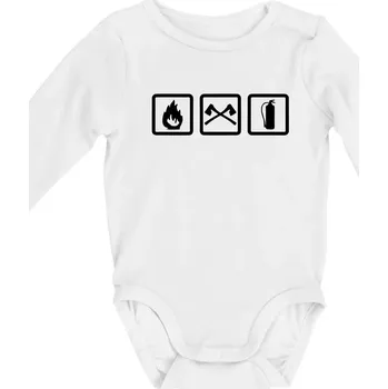 Hasiči 3 loga - Body kojenecké s dlouhým rukávem - Dlouhý r. 6-12 měs ( Bílá )