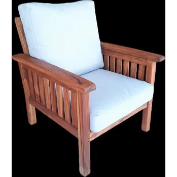 Křeslo FaKOPA Teakové křeslo se béžovým sedákem a opěradlem Reina