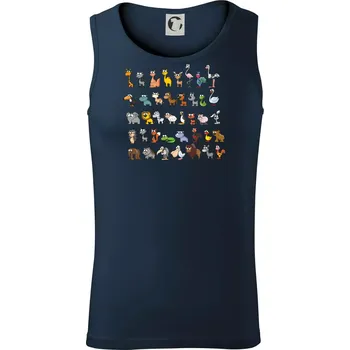 Triko plné zvířátek - Tílko pánské Core - 2XL ( Námořní modrá (velmi tmavá - téměř černá) )