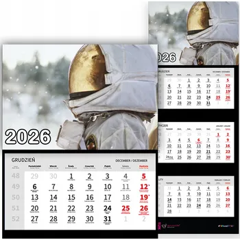 Kalendář Nástěnný Kalendář Trojdílný 2026 ASTRONAUT Pro Kancelář Domácnost Dárek Vzory