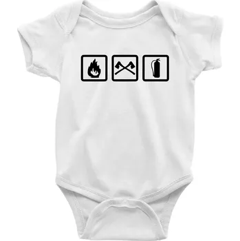 Kojenecký body Hasiči 3 loga - Body kojenecké s krátkým rukávem - Krátký r. do 3 měs ( Bílá )