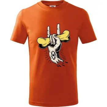Rocková ruka kost a oko - Tričko dětské bavlněné - 134 cm/8 let ( Oranžová )