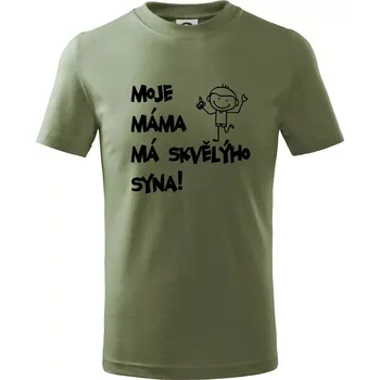 Moje máma má skvělýho syna - Tričko dětské bavlněné - 104-110cm / 3-4 roky ( Khaki )