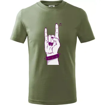Rocková ruka dámská - Tričko dětské bavlněné - 104-110cm / 3-4 roky ( Khaki )