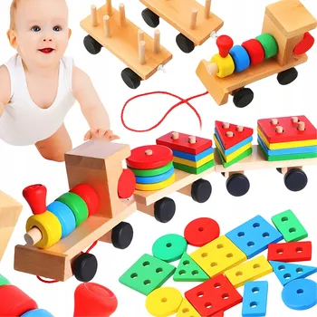 Vláček a vláčkodráha Vláčkodráha stavebnice dřevěné vagónky