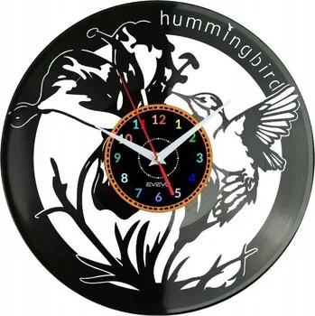 Hodiny KOLIBŘÍK PTÁK HODINY NÁSTĚNNÉ DEKORATIVNÍ MODERNÍ VINYLOVÁ DESKA VINYL NA ZEĎ