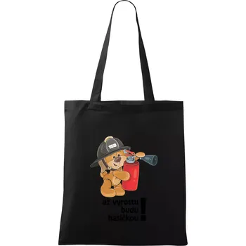 Nákupní taška Až vyrostu budu hasičkou - Taška bavlněná - 42 x 38 cm ( Černá )